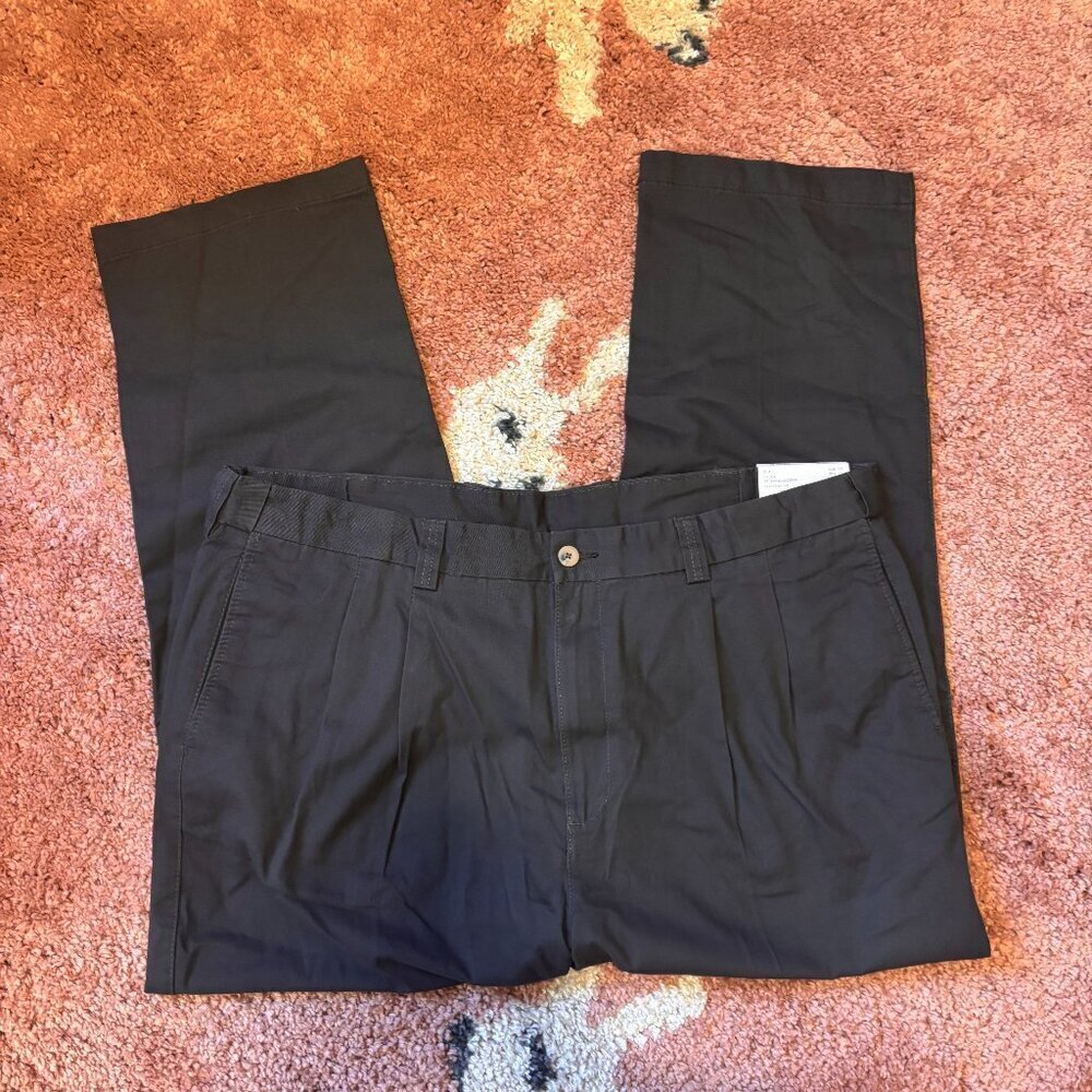 HB Harbor Bay New Men's Charcoal Pleated Waist Relaxer Pants Loose Fit 44x30
